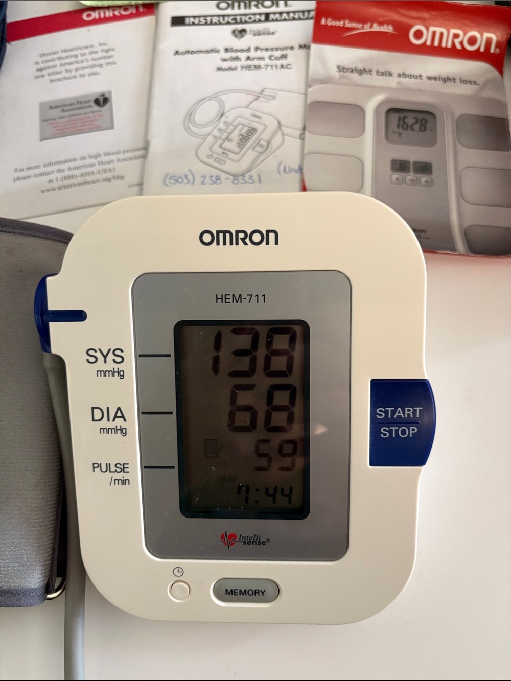 OMRON White and Blue HEM-711 Digital Upper-Arm Blood Pressure Monitor
